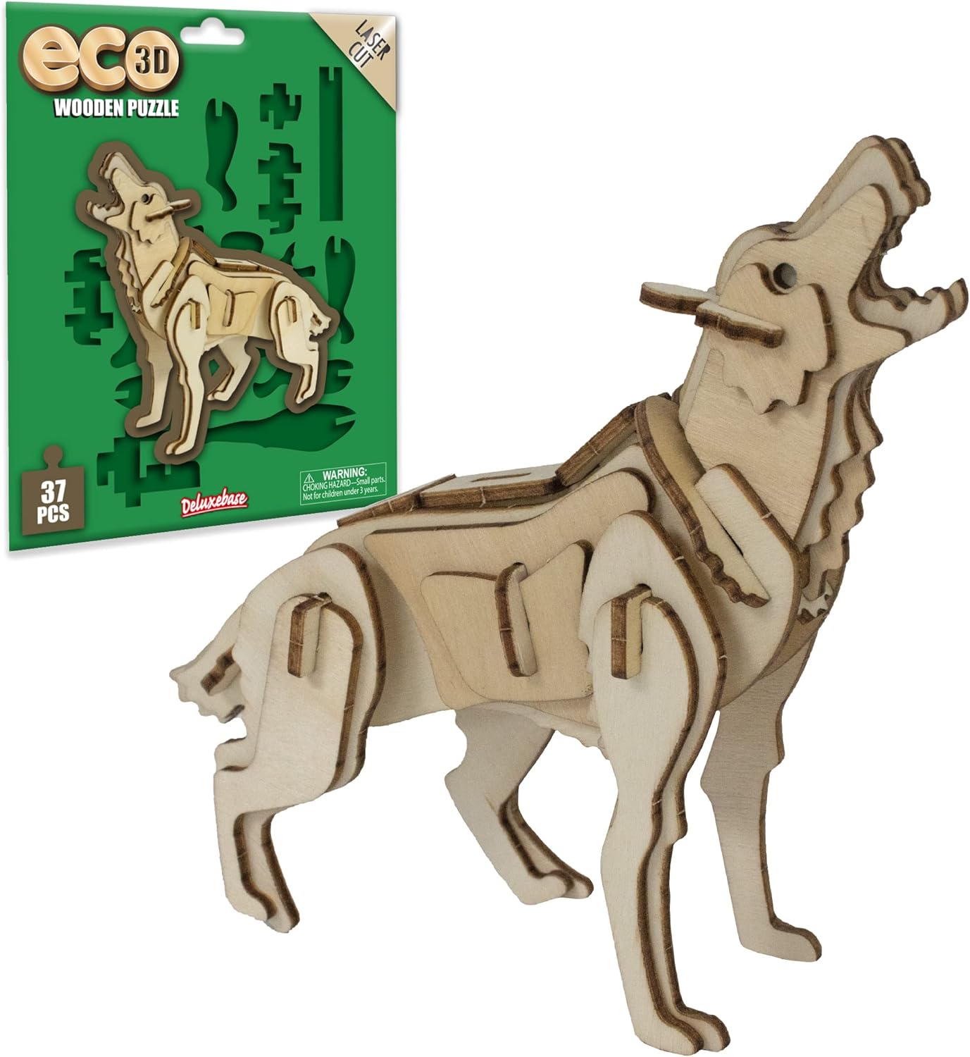 Eco 3D Wooden Puzzle - Wolf (37 Pieces)